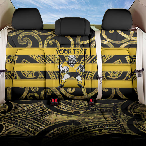 Taranaki Custom Rugby New Zealand Back Car Seat Cover Aotearoa Maori Pukana Tiki Mascot