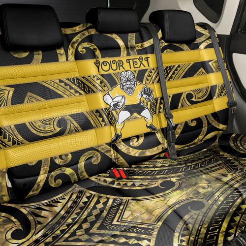 Taranaki Custom Rugby New Zealand Back Car Seat Cover Aotearoa Maori Pukana Tiki Mascot