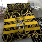 Taranaki Custom Rugby New Zealand Bedding Set Aotearoa Maori Pukana Tiki Mascot