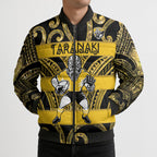 Taranaki Custom Rugby New Zealand Bomber Puffer Jacket Aotearoa Maori Pukana Tiki Mascot