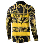 Taranaki Custom Rugby New Zealand Button Sweatshirt Aotearoa Maori Pukana Tiki Mascot