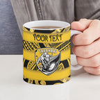 Taranaki Custom Rugby New Zealand Ceramic Mug Aotearoa Maori Pukana Tiki Mascot
