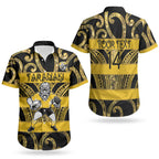 Taranaki Custom Rugby New Zealand Couples Matching Summer Maxi Dress and Hawaiian Shirt Aotearoa Maori Pukana Tiki Mascot