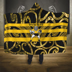 Taranaki Custom Rugby New Zealand Hooded Blanket Aotearoa Maori Pukana Tiki Mascot