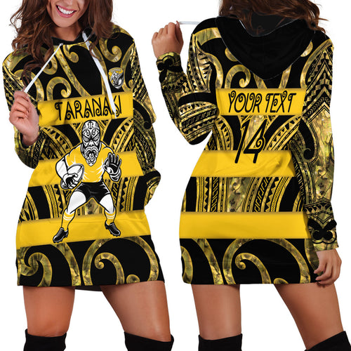 Taranaki Custom Rugby New Zealand Hoodie Dress Aotearoa Maori Pukana Tiki Mascot