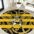 Taranaki Custom Rugby New Zealand Round Carpet Aotearoa Maori Pukana Tiki Mascot