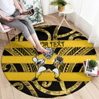 Taranaki Custom Rugby New Zealand Round Carpet Aotearoa Maori Pukana Tiki Mascot