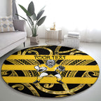 Taranaki Custom Rugby New Zealand Round Carpet Aotearoa Maori Pukana Tiki Mascot
