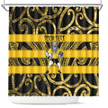 Taranaki Custom Rugby New Zealand Shower Curtain Aotearoa Maori Pukana Tiki Mascot