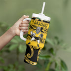 Taranaki Custom Rugby New Zealand Tumbler With Handle Aotearoa Maori Pukana Tiki Mascot