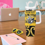 Taranaki Custom Rugby New Zealand Tumbler With Handle Aotearoa Maori Pukana Tiki Mascot