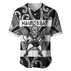 Hawke's Bay Custom Rugby New Zealand Baseball Jersey Aotearoa Maori Pukana Tiki Mascot