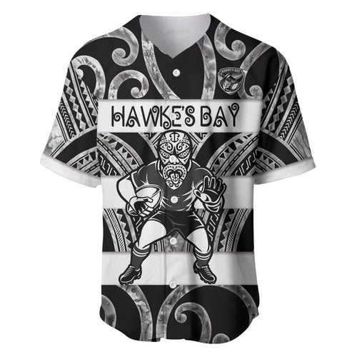 Hawke's Bay Custom Rugby New Zealand Baseball Jersey Aotearoa Maori Pukana Tiki Mascot