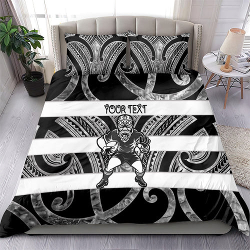 Hawke's Bay Custom Rugby New Zealand Bedding Set Aotearoa Maori Pukana Tiki Mascot