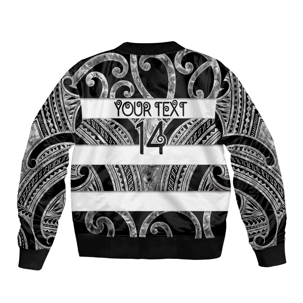 Hawke's Bay Custom Rugby New Zealand Bomber Jacket Aotearoa Maori Pukana Tiki Mascot