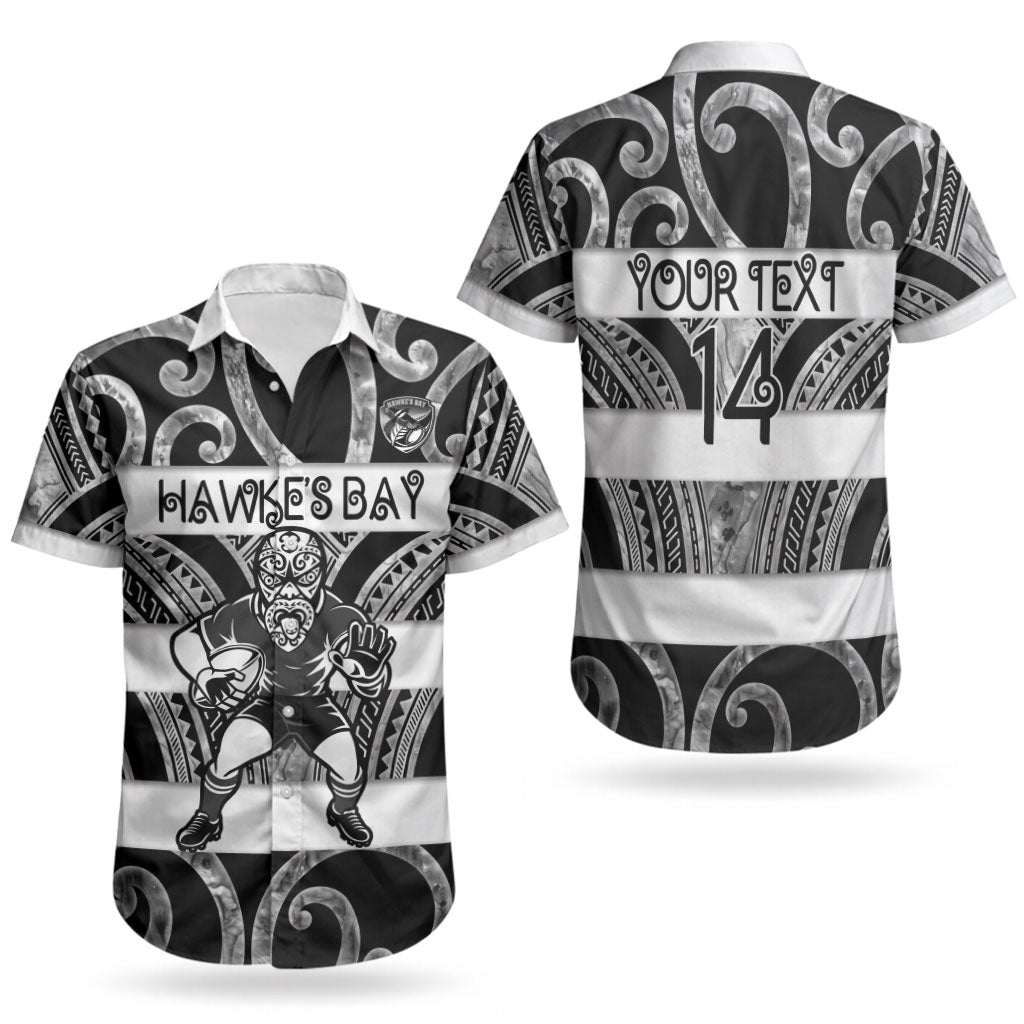 Hawke's Bay Custom Rugby New Zealand Couples Matching Long Sleeve Bodycon Dress and Hawaiian Shirt Aotearoa Maori Pukana Tiki Mascot