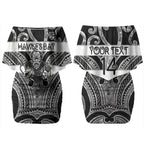Hawke's Bay Custom Rugby New Zealand Couples Matching Off Shoulder Short Dress and Hawaiian Shirt Aotearoa Maori Pukana Tiki Mascot