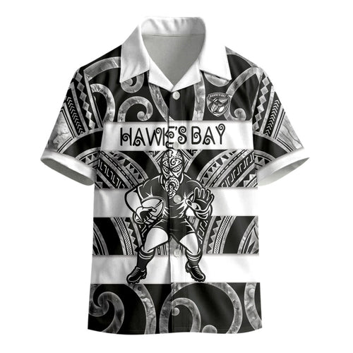 Hawke's Bay Custom Rugby New Zealand Kid Hawaiian Shirt Aotearoa Maori Pukana Tiki Mascot