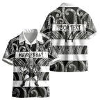 Hawke's Bay Custom Rugby New Zealand Kid Hawaiian Shirt Aotearoa Maori Pukana Tiki Mascot