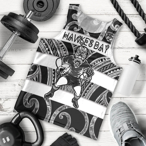 Hawke's Bay Custom Rugby New Zealand Men Tank Top Aotearoa Maori Pukana Tiki Mascot