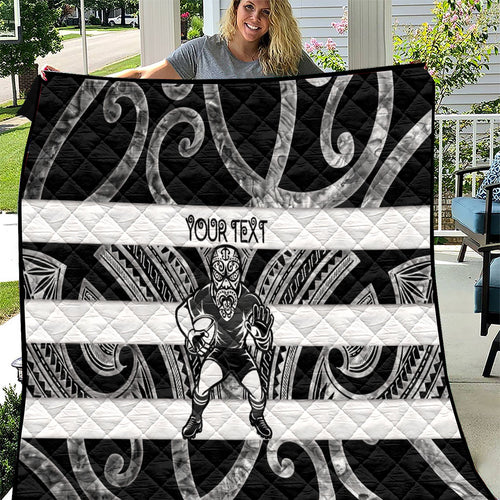 Hawke's Bay Custom Rugby New Zealand Quilt Aotearoa Maori Pukana Tiki Mascot