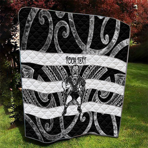 Hawke's Bay Custom Rugby New Zealand Quilt Aotearoa Maori Pukana Tiki Mascot