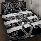 Hawke's Bay Custom Rugby New Zealand Quilt Bed Set Aotearoa Maori Pukana Tiki Mascot
