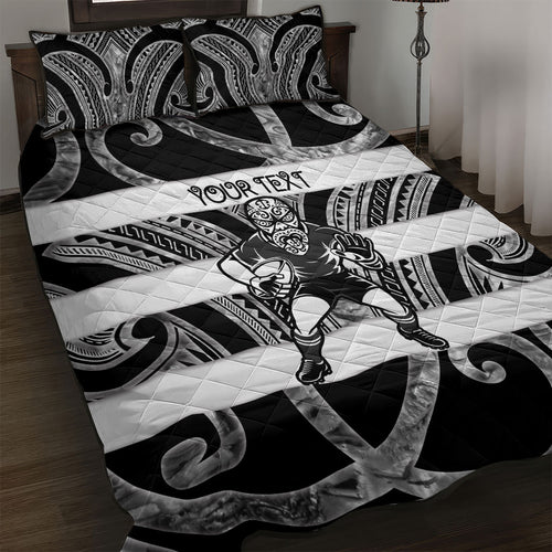 Hawke's Bay Custom Rugby New Zealand Quilt Bed Set Aotearoa Maori Pukana Tiki Mascot