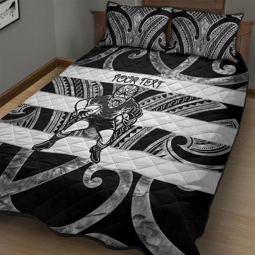 Hawke's Bay Custom Rugby New Zealand Quilt Bed Set Aotearoa Maori Pukana Tiki Mascot