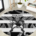 Hawke's Bay Custom Rugby New Zealand Round Carpet Aotearoa Maori Pukana Tiki Mascot