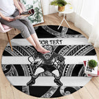 Hawke's Bay Custom Rugby New Zealand Round Carpet Aotearoa Maori Pukana Tiki Mascot