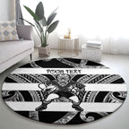 Hawke's Bay Custom Rugby New Zealand Round Carpet Aotearoa Maori Pukana Tiki Mascot