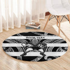 Hawke's Bay Custom Rugby New Zealand Round Carpet Aotearoa Maori Pukana Tiki Mascot