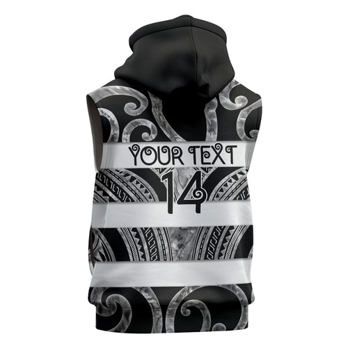 Hawke's Bay Custom Rugby New Zealand Sleeveless Hoodie Aotearoa Maori Pukana Tiki Mascot