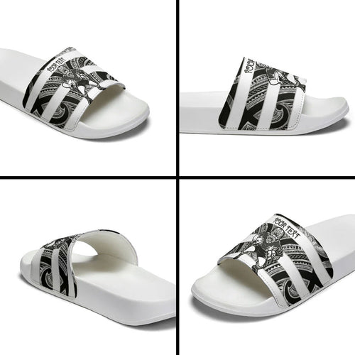 Hawke's Bay Custom Rugby New Zealand Slide Sandals Aotearoa Maori Pukana Tiki Mascot