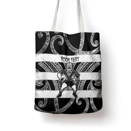 Hawke's Bay Custom Rugby New Zealand Tote Bag Aotearoa Maori Pukana Tiki Mascot
