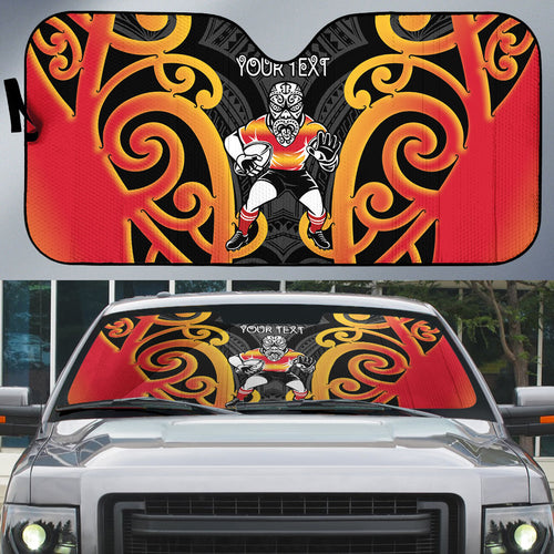 Waikato Custom Rugby New Zealand Auto Sun Shade Aotearoa Maori Pukana Tiki Mascot