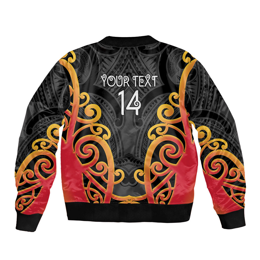 Waikato Custom Rugby New Zealand Bomber Jacket Aotearoa Maori Pukana Tiki Mascot