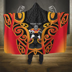 Waikato Custom Rugby New Zealand Hooded Blanket Aotearoa Maori Pukana Tiki Mascot