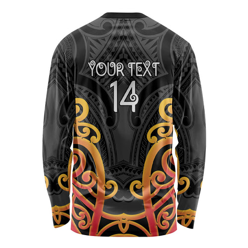 Waikato Custom Rugby New Zealand Long Sleeve Shirt Aotearoa Maori Pukana Tiki Mascot