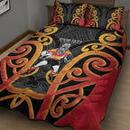 Waikato Custom Rugby New Zealand Quilt Bed Set Aotearoa Maori Pukana Tiki Mascot