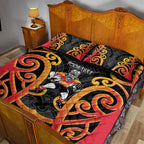Waikato Custom Rugby New Zealand Quilt Bed Set Aotearoa Maori Pukana Tiki Mascot