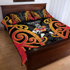 Waikato Custom Rugby New Zealand Quilt Bed Set Aotearoa Maori Pukana Tiki Mascot