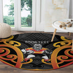 Waikato Custom Rugby New Zealand Round Carpet Aotearoa Maori Pukana Tiki Mascot