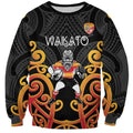 Waikato Custom Rugby New Zealand Sweatshirt Aotearoa Maori Pukana Tiki Mascot