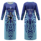 Northland Custom Rugby New Zealand Couples Matching Long Sleeve Bodycon Dress and Hawaiian Shirt Aotearoa Maori Pukana Tiki Mascot