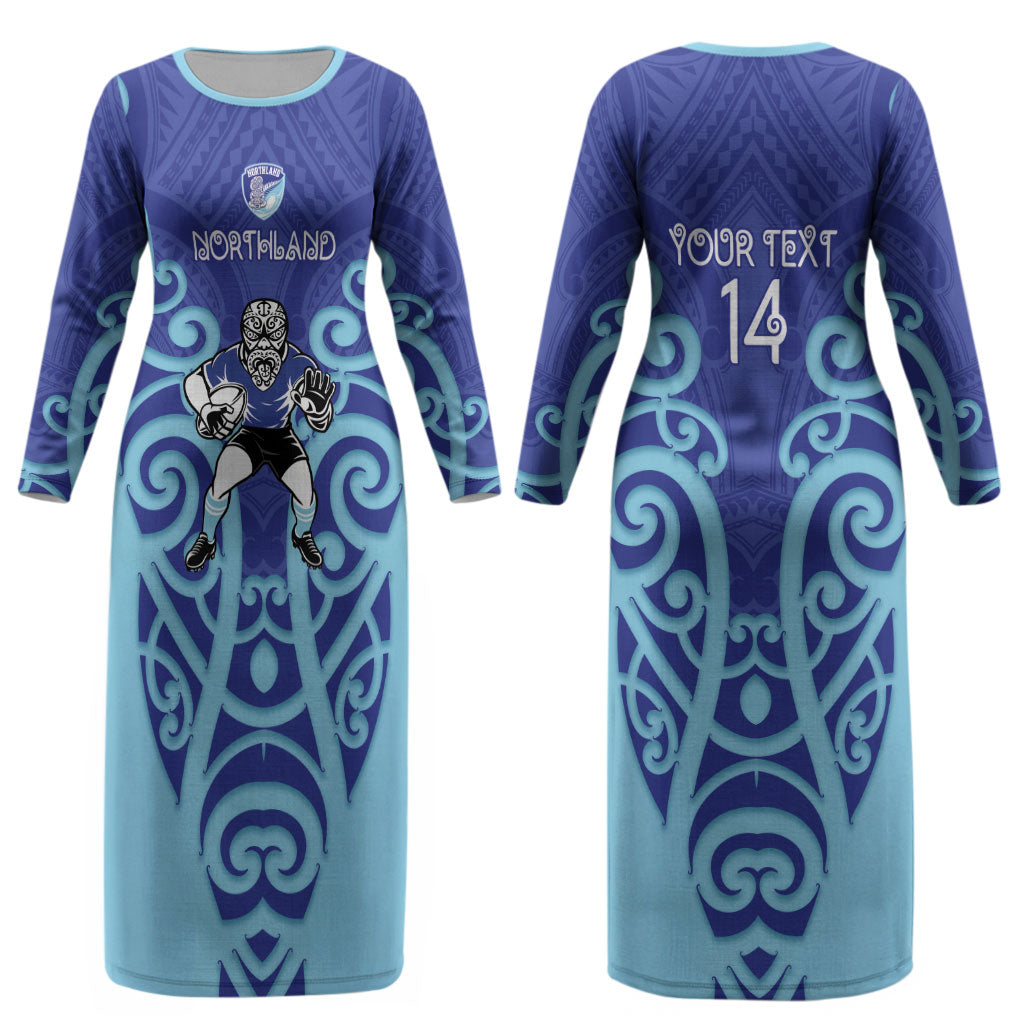Northland Custom Rugby New Zealand Couples Matching Long Sleeve Bodycon Dress and Hawaiian Shirt Aotearoa Maori Pukana Tiki Mascot