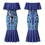 Northland Custom Rugby New Zealand Couples Matching Mermaid Dress and Hawaiian Shirt Aotearoa Maori Pukana Tiki Mascot