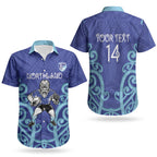 Northland Custom Rugby New Zealand Couples Matching Off The Shoulder Long Sleeve Dress and Hawaiian Shirt Aotearoa Maori Pukana Tiki Mascot