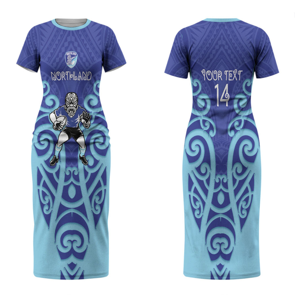 Northland Custom Rugby New Zealand Couples Matching Short Sleeve Bodycon Dress and Hawaiian Shirt Aotearoa Maori Pukana Tiki Mascot